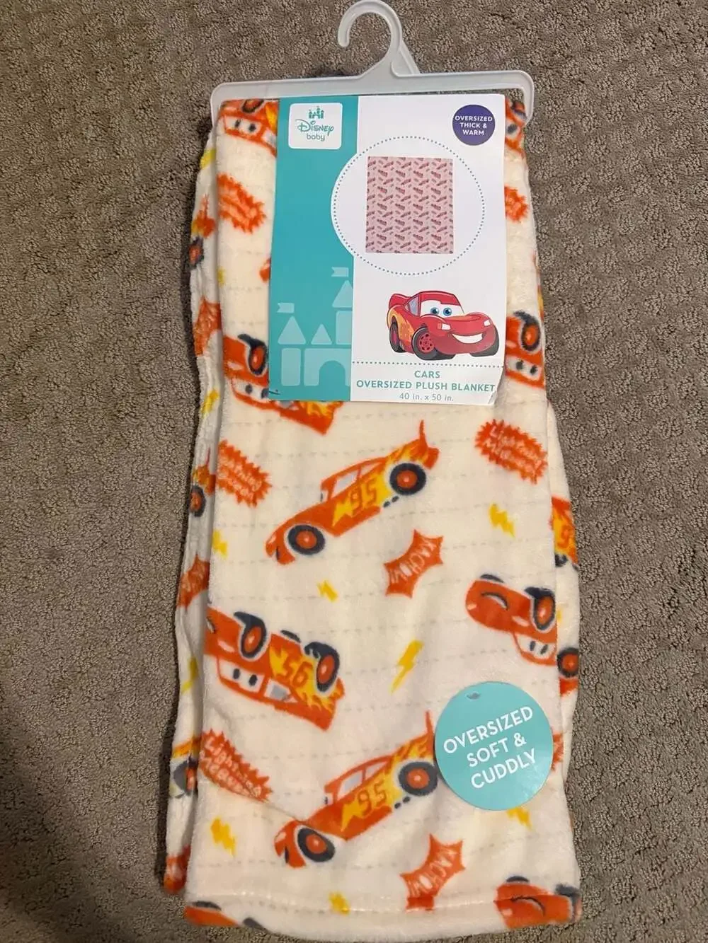 Disney Baby Cars Oversized Plush Blanket 40 in. x 50 in. Lightning McQueen